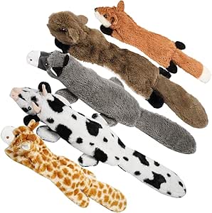 Nocciola 5 Packs No Stuffing Squeaky Dog Toys with Double Layer Reinforced Fabric, Indestructible and Durable Chew Dog Toy Set for Small to Large Dogs