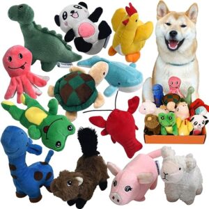 LEGEND SANDY Squeaky Plush Dog Toy Pack for Puppy, Small Stuffed Puppy Chew Toys 12 Dog Toys Bulk with Squeakers.